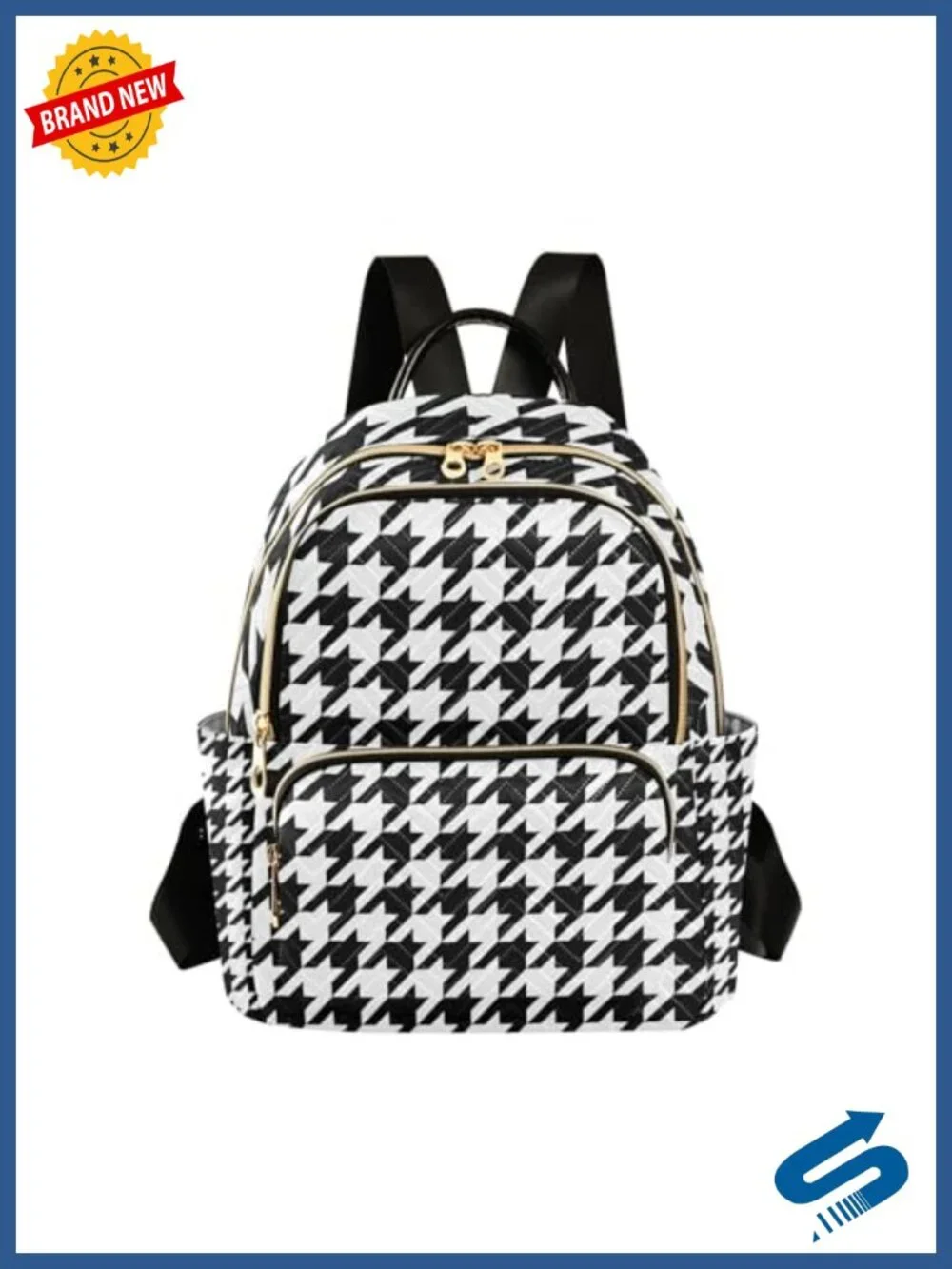 Women Anti-Theft Travel Backpack with Luggage Belt Lightweight Houndstooth
